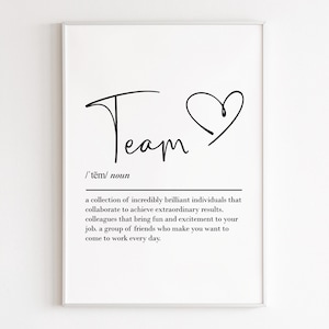 Team definition, printable wall art, digital download, work bestie, leaving gift work colleague, farewell gift for coworker, team gifts