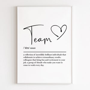 Définition d'équipe, art mural imprimable, téléchargement numérique, meilleur ami au travail, cadeau de départ collègue de travail, cadeau d'adieu pour collègue, cadeaux d'équipe