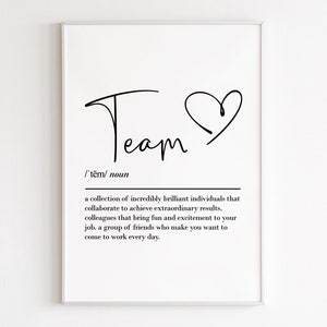 Team definition, printable wall art, digital download, work bestie, leaving gift work colleague, farewell gift for coworker, team gifts