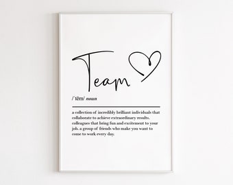 Team definition, printable wall art, digital download, work bestie, leaving gift work colleague, farewell gift for coworker, team gifts