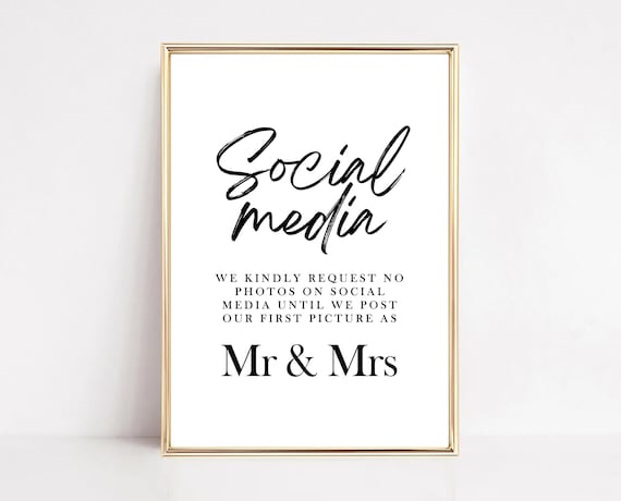 Social Media Wedding Sign Printable Wall Art Digital - Etsy