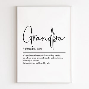 Définition grand-père, art mural imprimable, téléchargement numérique, cadeau grand-père, impression grand-père, cadeau d'anniversaire grand-père, cadeau d'une petite-fille