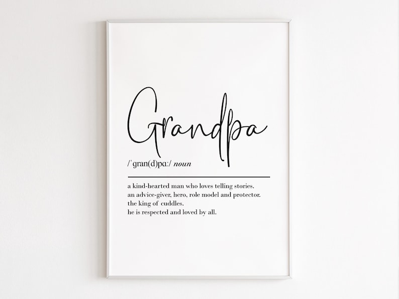 Grandpa Definition, Printable Wall Art, Digital Download, Grandpa Gift ...