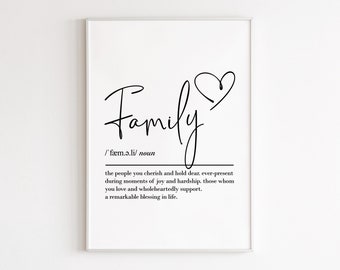 Family definition, printable wall art, digital download, family gift, family quotes, mum gift, dad gifts, family printable, quote prints