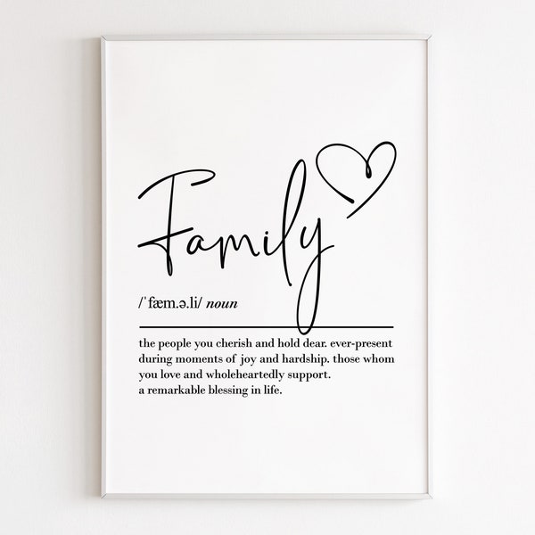 Family definition, printable wall art, digital download, family gift, birthday gift for her, mum gift, dad gifts, family printable