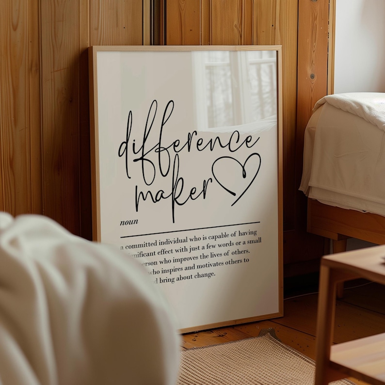 Definición de "Marcador de Diferencias", arte mural imprimible, descarga digital, regalos para maestros, obsequios de agradecimiento, regalos para mentores, citas sobre resiliencia imagen 5