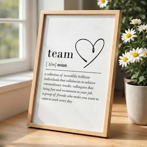 Definición de equipo, arte mural imprimible, descarga digital, mejor amigo del trabajo, regalo de despedida para un compañero de trabajo, regalo de despedida para un compañero de trabajo, regalos de equipo