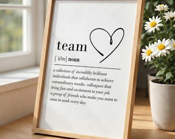 Team definition, printable wall art, digital download, work bestie, leaving gift work colleague, farewell gift for coworker, team gifts