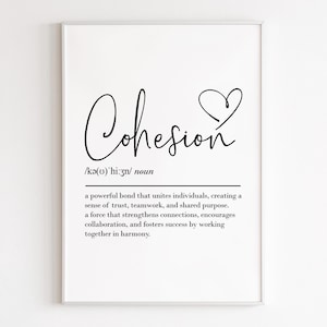 Cohesion definition, printable wall art, digital download, work bestie, leaving gift work colleague, farewell gift for coworker, team gifts