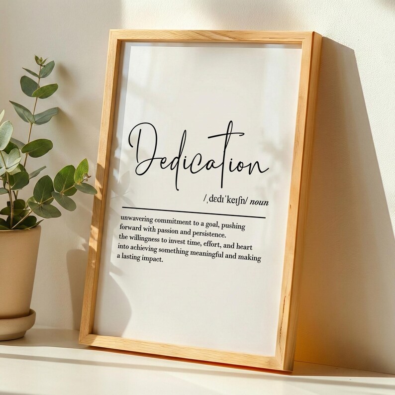 Dedication Definition, Printable Wall Art, Digital Download, Resilience ...