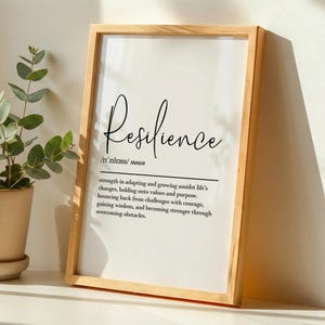 Definitie van veerkracht, afdrukbare muurkunst, digitale download, citaten over veerkracht, motiverende muurkunst, inspirerende muurkunst, sportschoolposter