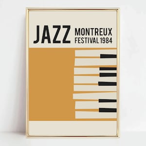 Jazz Poster, druckbare Wandkunst, digitaler Download, Retro-Print, Mid Century Modern, Musik Poster Wohnzimmerdekor, Vintage Poster