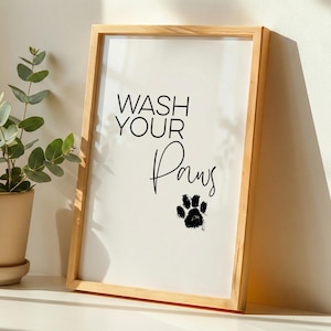 Wash Your Paws, printable wall art, digital download, cat print, dog print, cat lover gift, dog lover gift, cat quotes, pet gifts