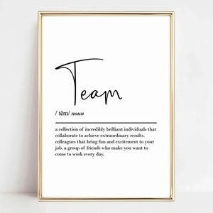 Définition d'équipe, art mural imprimable, téléchargement numérique, meilleur ami au travail, cadeau de départ pour un collègue de travail, cadeau d'adieu pour un collègue, cadeau pour un nouvel emploi