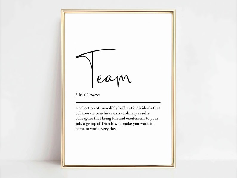 Team Definition, Printable Wall Art, Digital Download, Work Bestie
