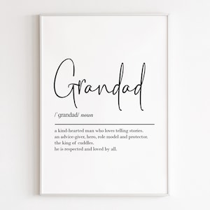 Grandad definition, printable wall art, digital download, grandad gift, grandad print, grandad birthday gift, gift from granddaughter