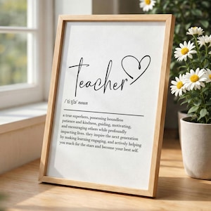 Teacher definition, printable wall art, digital download, teacher appreciation gifts, thank you gifts, teacher gift, teacher presents