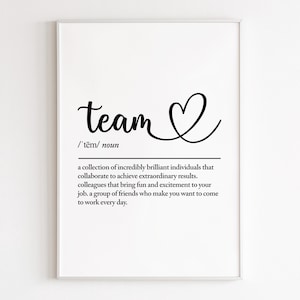 Team Definition, druckbare Wandkunst, digitaler Download, Arbeit als Bestie, Abschiedsgeschenk Arbeitskollege, Abschiedsgeschenk für Mitarbeiter, Team Geschenke