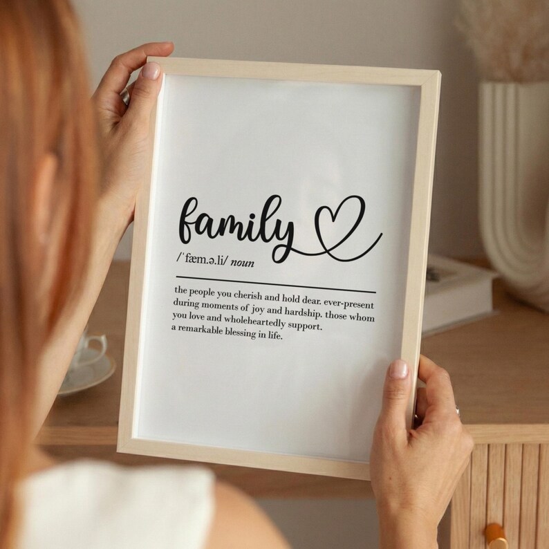 Familjedefinition, utskrivbar väggkonst, digital nedladdning, familjegåva, familjecitat, mammapresent, pappapresenter, utskrivbar familj, citattryck bild 3