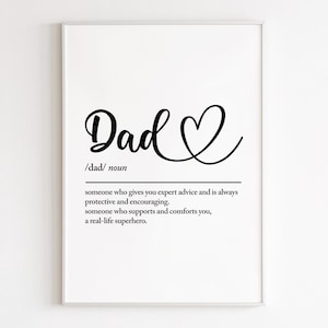 Dad definition, printable wall art, digital download, dad gifts, dad birthday gift, gift from daughters, dad print, gift from son