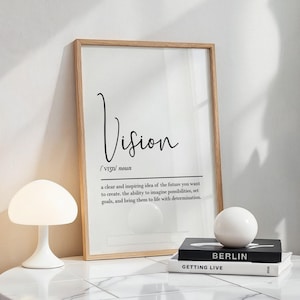 Vision definition, printable wall art, digital download, mindset poster, motivational quotes, inspirational wall art, manifest quotes