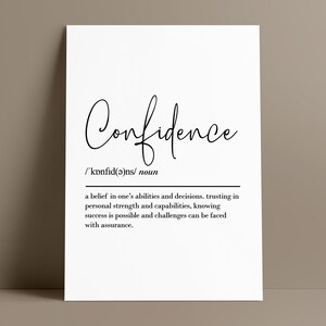 Confidence Definition, Printable Wall Art, Digital Download, Confidence ...