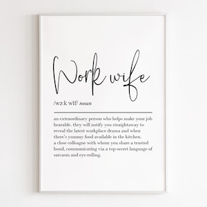 Définition de femme de travail, art mural imprimable, téléchargement numérique, cadeau de femme de travail, départ de femme de travail, cadeau de collègue, cadeau de nouvel emploi, cadeaux pour elle