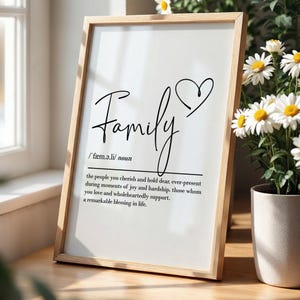 Family definition, printable wall art, digital download, family gifts, family quotes, mum gift, birthday gifts, quote prints