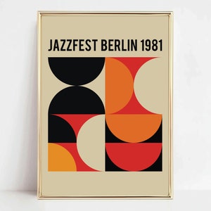 Póster de jazz, arte mural imprimible, descarga digital, impresión retro, moderno de mediados de siglo, póster musical, decoración de sala de estar, póster vintage.