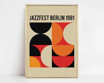 Jazz Poster, printable wall art, digital download, retro print, mid century modern, music poster, living room decor, vintage poster