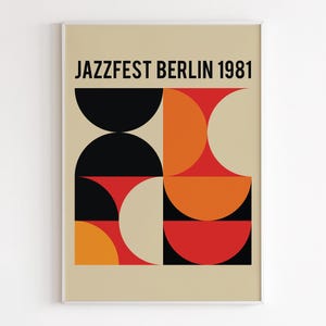 Jazz Poster, printable wall art, digital download, retro print, mid century modern, music poster, living room decor, vintage poster image 2