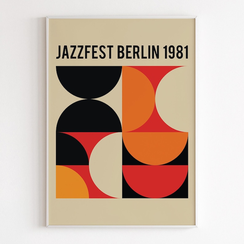 Jazz Poster, printable wall art, digital download, retro print, mid century modern, music poster, living room decor, vintage poster image 2