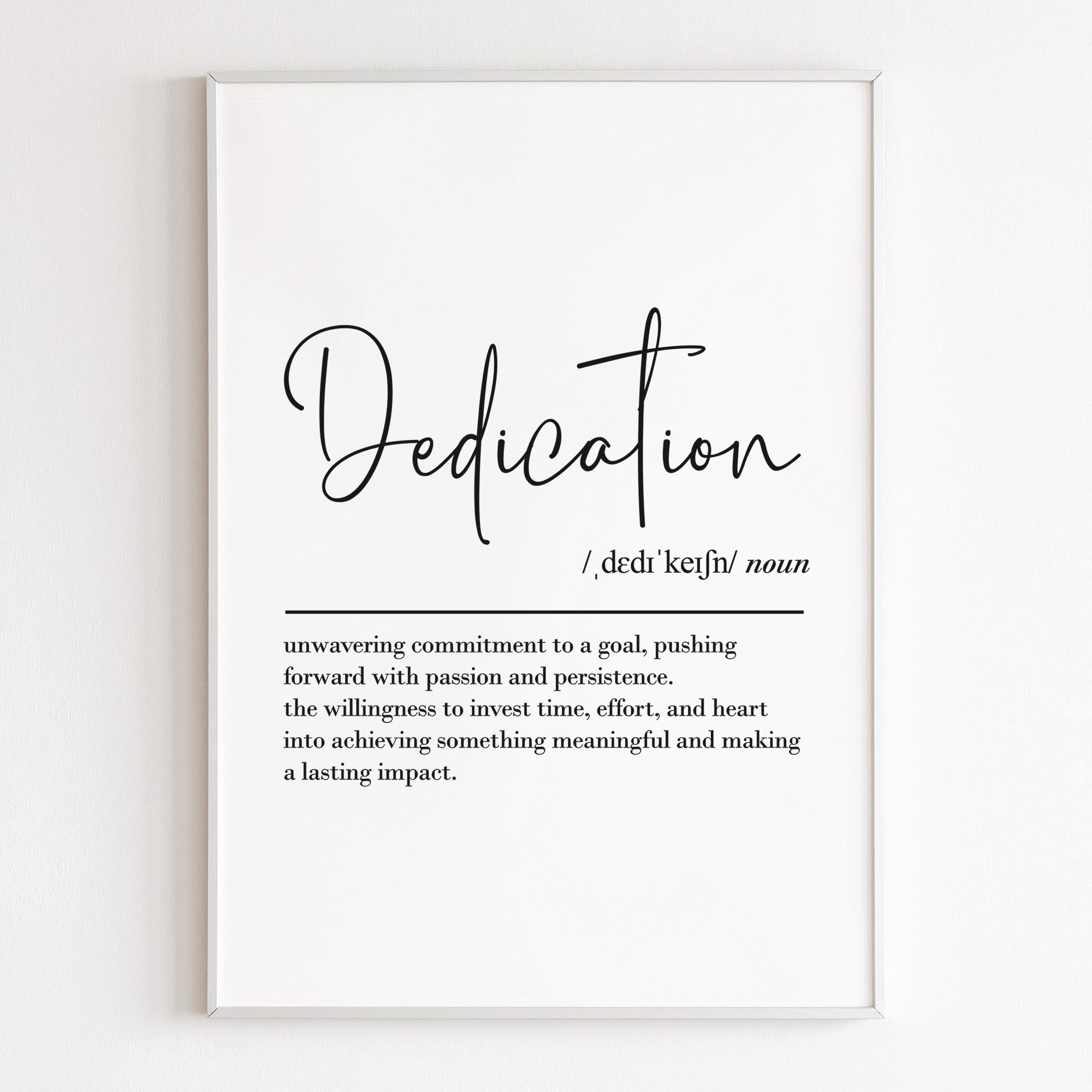 Dedication Definition, Printable Wall Art, Digital Download, Resilience ...