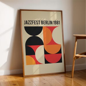 Jazz Poster, printable wall art, digital download, retro print, mid century modern, music poster, living room decor, vintage poster image 1