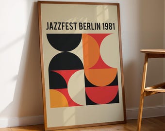 Jazz Poster, printable wall art, digital download, retro print, mid century modern, music poster, living room decor, vintage poster