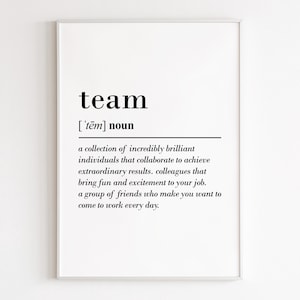 Team definition, printable wall art, digital download, work bestie, leaving gift work colleague, farewell gift for coworker, team gifts