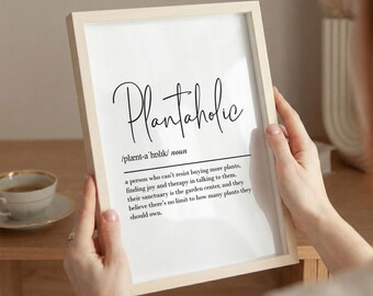 Definición de adicto a las plantas, arte mural imprimible, descarga digital, regalos de plantas, regalo para amantes de las plantas, regalos de jardín, regalos de jardinería para mujeres