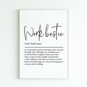 Work Bestie definition, printable wall art, digital download, farewell gift for coworker, new job, leaving gift work colleague, team gifts
