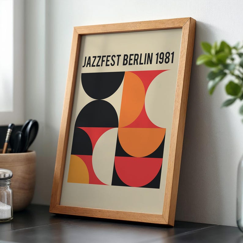 Jazz Poster, printable wall art, digital download, retro print, mid century modern, music poster, living room decor, vintage poster image 3