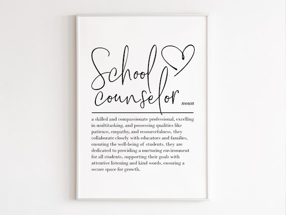 School Counselor definition, printable wall art, digital download, school counselor gift, thank you gift, school staff gift, gift for her