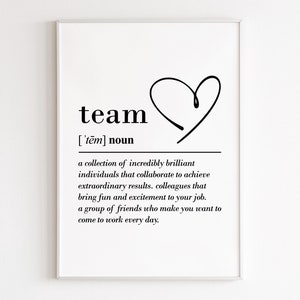Team definition, printable wall art, digital download, work bestie, leaving gift work colleague, farewell gift for coworker, team gifts