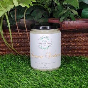 LEMON CANDLE, Good Vibes Candle, SUMMER Candle, Citrus Scented Soy Wax Candle Infused with Lemongrass Essential Oil Lemon Verbena, 12 Oz
