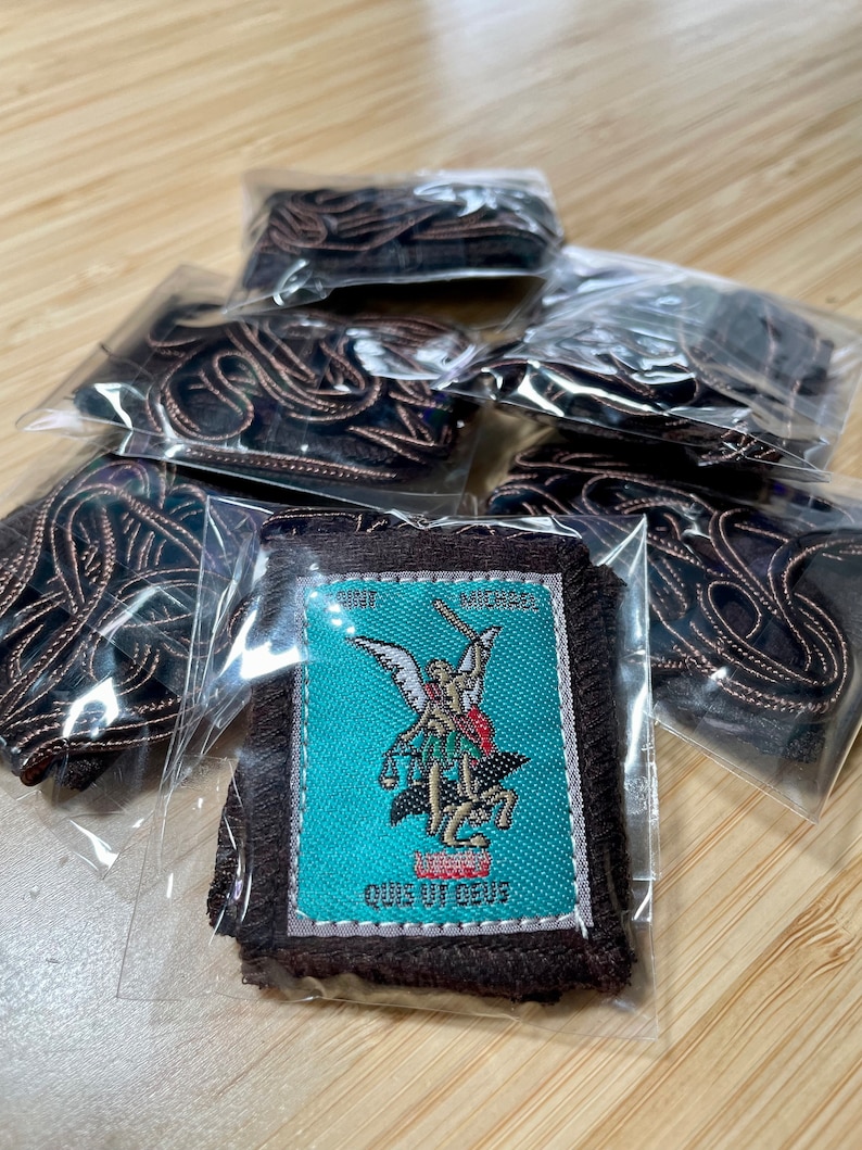 St. Michael & the Chi-rho Brown Scapular | Handmade | 100% Wool | Heavy ...