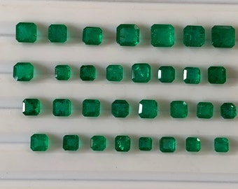 AAA Vivid Green Emerald Lot: Octagon Cut Gemstone, 2-5mm