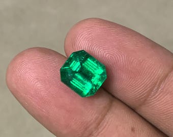 Natural Emerald Cut Vivid Green Gemstone For Jewelry Rare Crystal Clean Emerald Ring & Halloween 5