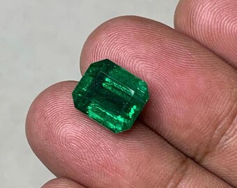 Loose Emerald From Zambian Origin Natural Emerald Green Gemstone For Anniversary Ring Clean Emerald Pendant & Jewelry 5.8ct