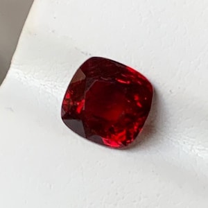 Natural Red Spinel Ring: 2.2ct Cushion Cut Burmese Gemstone