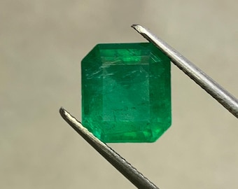 Natural Emerald Cut Anniversay Jewelry Loose Zambian Emerald Handmade Green Stone 4.30 ct