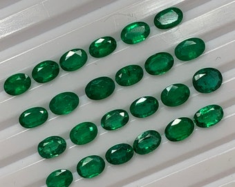 Natural Emerald Lot Oval Cut Gemstone GreenEmerald Necklace  AAA Quality (6x4 mm, 7x5mm)