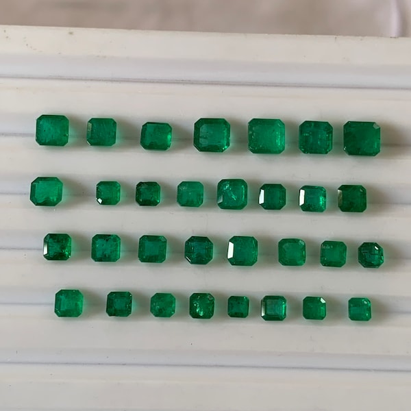 2 mm To 5 mm Square Cut Emerald Loose for Necklace-AAA Vivid Green Zambian Emerald Octagon Gemstone For Jewelry Supplies-Healing Emerald